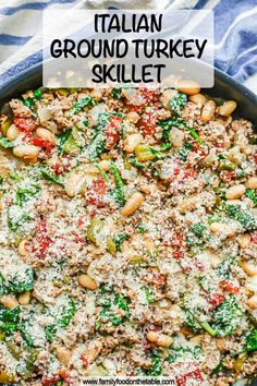 italian ground turkey skillet with spinach and cheese