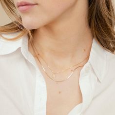 You won't be able to take this dainty gold filled necklace off. This Herringbone Chain Necklace glistens like no other piece. Layer it up with your other everyday necklaces or wear it solo. Either way is the right way. 18" long (adjustable to 19") gold filled chain. Everyday Necklaces, Dainty Initial Necklace, Moissanite Engagement Ring Halo, Herringbone Chain, Gold Filled Necklace, Moissanite Necklace, Initial Necklace Gold, Everyday Necklace, Initial Jewelry