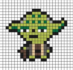 A pixel art template of master Yoda from Star Wars with a walking stick. 8 Bit Star Wars, Star Wars Pixel Art Grid, Star Wars Pixel Art, Christmas Pixel Art, Christmas Pixel, Baby Yoda Christmas, Yoda Christmas, Pixel Pokemon