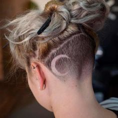 Check out our website to see the latest in hair trends! Like, Comment & React what your thoughts are on this pin! Moon Undercut, Hair Tattoo Designs, Long Face Hairstyles, Face Shape Hairstyles