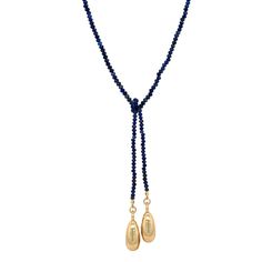 Lapis Beaded Oval Dome Tie Lariat Necklace  Yellow Gold Plated Domes: 1.05 Long X 0.38 Wide 34 Length Coin Pearl Necklace, White Hoop Earrings, Crystal Pearl Earrings, Moms Bracelet, Coin Pearls, Beaded Pendant Necklace, Pearl Hoop Earrings, Evil Eye Necklace, Earring Sale