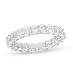 An exquisite reflection of your love, this fancy-shape diamond eternity band is certain to thrill for wedding or anniversary. Expertly crafted in sleek platinum, this remarkable design showcases sparkling 1/8 ct. oval-cut diamonds - each boasting a color rank of I and clarity of VS2 - that surround the endless band. This breathtaking style is lovely alone or paired with her diamond solitaire. Dazzling with 3 cts. t.w. of diamonds and a brilliant buffed luster, this eternity band is a beautiful r 1 Carat Diamond Ring Zales, Classic Oval Eternity Band With Vs Clarity, Classic Oval Moissanite Eternity Band, Oval White Gold Eternity Band With Vs Clarity, Oval Diamond Cut Eternity Band, White Oval Eternity Band With Brilliant Cut, Oval Moissanite Eternity Band Fine Jewelry, Fine Jewelry White Oval Eternity Band, Fine Jewelry Oval White Eternity Band