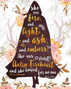 the silhouette of a woman's head with flowers around her and she was free, light, and ash and embers