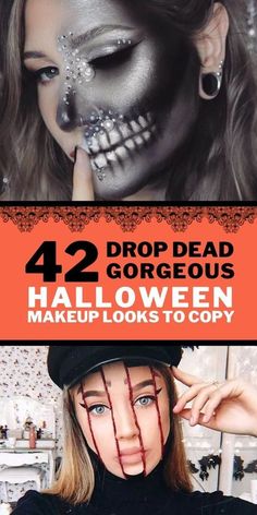 Pretty Zombie Makeup, Halloween Make Up Looks, Pretty Halloween Makeup, Half Face Makeup, Halloweenský Makeup, Quick Halloween Costumes, Hallowen Ideas, Halloween Makeup Ideas