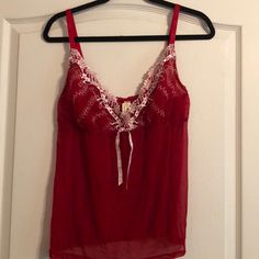 New With Tags Red Camisole With White Trim. Size 14/16 Red Sleeveless Camisole With Built-in Bra, Red Camisole With Built-in Bra, Red Camisole Top With Built-in Bra, Red Camisole, White Trim, Women's Intimates, Red White, Red And White, Trim