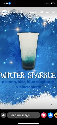 an image of a winter sparkle drink in a cup on the app store's website