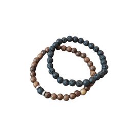 Fashion Element: Cross Style: Retro Casual Lava Stone Beaded Bracelets For Everyday, Casual Everyday Lava Stone Beaded Bracelets, Casual Hand-strung Beaded Bracelets With Lava Stone, Casual Hand-strung Lava Stone Beaded Bracelets, Casual Adjustable Lava Stone Beaded Bracelets, Adjustable Lava Stone Beaded Bracelets, Casual Adjustable Lava Stone Jewelry, Casual Bracelets With Wooden Beads As Gift, Casual Brown Round Beaded Jewelry