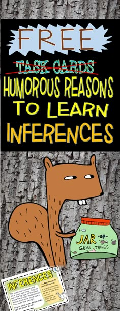 a poster with an image of a squirrel holding a jar and the words, free task cards