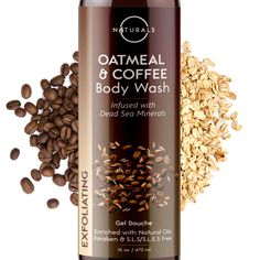 O Naturals Exfoliating Coffee Scrub Body & Face Wash With Dead Sea Minerals Best Natural Anti-Cellulite, Acne, Eczema, Stretch Marks Wrinkles & Varicose Veins. Boosts Circulation. Men & Women 16 oz Coffee Body Wash, Oatmeal Coffee, Dead Sea Salt Scrub, Sea Salt Scrubs, Natural Body Wash, Caffeine Content, Coffee Grinds, Infused Olive Oil, Benzoic Acid