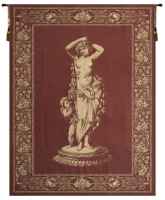 an image of a towel with a statue on it