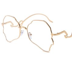 These abstract wireframe shades offer a unique, sculptural aesthetic that transforms eyewear into wearable art. Crafted with intricate wire detailing, they create a striking silhouette, perfect for those who dare to stand out. Modern Metal Sunglasses For Parties, Wireframe, Gold Sunglasses, Wearable Art, Product Description, Shades, Sculpture, Sunglasses, Gold