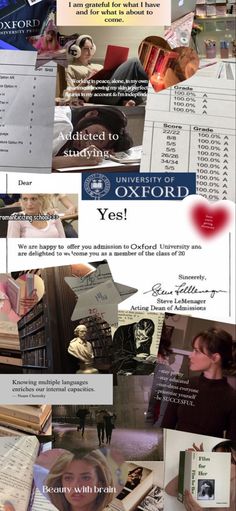 a collage of photos and information about the university of oxford's campus library