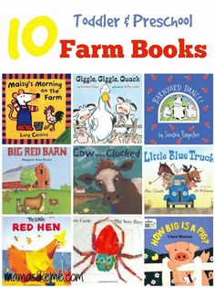 children's books about farm animals and their names are featured in this postcard