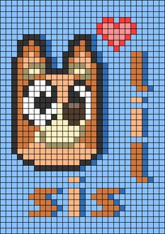 an image of a pixellated cat in the middle of a blue background with red flowers