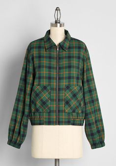 We can’t stop raving over the retro-chic perfection of this plaid bomber jacket Plaid Accessories, Motorcycle Jacket Women, Princess Highway, Christmas Outfits Women, Plaid Outfits