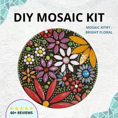 the mosaic kit includes bright flowers and leaves