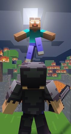 an image of a minecraft character in action