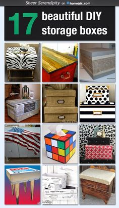 several different types of storage boxes with the words 17 beautiful diy storage boxes