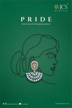 a brochure with an image of a woman's face and earrings on it