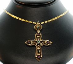 Antique Early Victorian Handmade Cross with by SITFineJewelry Antique Hallmarked Cross Pendant Jewelry, Antique Yellow Gold Crucifix Jewelry, Antique Hallmarked Crucifix Jewelry, Victorian Hallmarked Cross Pendant Jewelry, Antique Cross Pendant Jewelry With Intricate Design, Victorian Engraved Crucifix Jewelry, Antique Yellow Gold Cross Pendant Jewelry, Antique Handmade Crucifix Jewelry, Antique Yellow Gold Cross Pendant Necklace