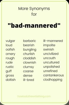 the words bad - manner in different languages