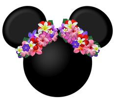 a mickey mouse head with flowers on it