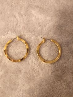 Vintage Goldplated Hoop Earrings. Circa 1980's Scranton Pa, Gold Hoop, Gold Hoop Earrings, Vintage Gold, Ear Piercings, Jewelry Earrings Dangle, Piercings, Dangle Drop Earrings, Gold Bracelet