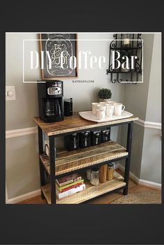 the coffee bar is made from an old table