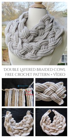 the free crochet scarf pattern is shown with instructions for how to make it