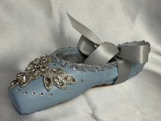 Decorated Capezio Pointe shoe for room or home decoration. All of it is hand painted and decorated with rhinestone crystalized applique and swarovski crystals. Pointe Shoe, Gilbert Az, Fancy Shoes, Point Shoes, Pointe Shoes, Ballet Slippers, Mode Inspo, Pretty Shoes, Ice Blue