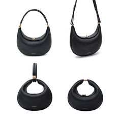 Luna Bag | Onyx Cowhide Curved Shoulder Bag | Songmont Luna Bag, Dream Bags, Moon Bag, Hobo Shoulder Bag, Handbag Wallet, Cute Bags