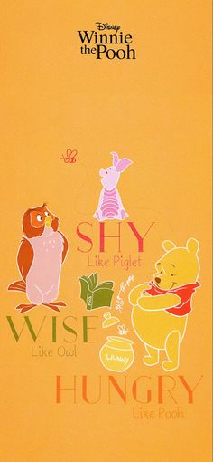 winnie the pooh and piglet poster on an orange background