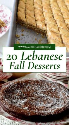 several different desserts are shown with the words, 20 lebanse fall desserts