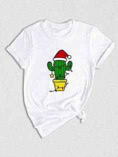 Introducing our hilarious Funny Christmas Cactus Lights T-Shirt! This festive and pun-tastic shirt is sure to make you stand out during the holiday season. With a playful design of a cactus wearing a Santa hat and adorned with colorful Christmas lights, this tee is perfect for spreading joy and laughter. Whether you're attending a Christmas reunion or simply want to add some extra cheer to your wardrobe, our Cactus Santa Hat Shirt will surely be a hit. The unique combination of a cactus and Santa hat with a touch of Christmas tree makes this t-shirt a truly one-of-a-kind piece. Get ready to sleigh the holiday fashion game with our Cactus Christmas Tree Tee!Funny Christmas Cactus Lights T-Shirt, Cactus Santa Hat Shirt, Cactus Christmas Tree Tee, Christmas Reunion Shirt White Casual  Short S Cactus Christmas Tree, Cactus Christmas Trees, Cactus Christmas, Cactus Light, Plant Texture, Reunion Shirts, Sleeveless Coat, Tee Tree, Christmas Costume