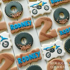 4 Wheeler Cookies Decorated, Dirtbike Cookies Dirt Bike Birthday, Dirt Bike Cookies Decorated, Dirt Bike Birthday Party Decorations, Dirt Bike Cookies, Bike Cookies, Dirt Bike Birthday Party, Tractor Cookies, Monster Jam Birthday Party