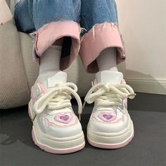 Cute Pink Heart Sneakers Make a cute and stylish statement with our Cute Pink Heart Sneakers. These sneakers are designed for those who love kawaii fashion and all things cute. The pink color and heart-shaped details add a touch of sweetness and charm to your outfit, making them a must-have for any fashion lover. 🌟 Key Features 🌟 🌸 Kawaii Fashion: Our Cute Pink Heart Sneakers are designed for those who love all things cute and fashionable, allowing you to express your unique style and embrace Heart Sneakers, Cute Pink Heart, Mode Kawaii, Egirl Clothes, Kawaii Design, Outfit Making, All Things Cute, Kawaii Fashion, Cute Pink