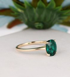 Oval Cut 7x9mm Lab Created Emerald Ring, Solitaire Wedding Ring, Solid 14k Rose Gold Ring, Simulated Oval Emerald Ring In 14k Gold For Proposal, Oval Emerald Ring With Prong Setting For Proposal, Solitaire Oval May Birthstone Jewelry, Wedding Ring With May Birthstone In Oval Cabochon, Oval Emerald Ring With Prong Setting For Wedding, Oval Cabochon Wedding Ring With May Birthstone, Oval Emerald Ring For Proposal, May Birthstone, Oval Solitaire Emerald Ring For Wedding, Oval Solitaire Emerald Wedding Ring