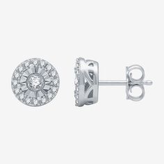 Diamond Clarity: I1Earring Back: FrictionSetting: ProngShape: RoundStone Cut: RoundDiamond Color: H-IMetal Color: WhiteEarring Length: 8mmEarring Width: 8mmRounded Carat Weight: 1/4 Ct. T.w.Care: Wipe CleanStone Type: 34 Natural DiamondAuthenticity: Lab Grown DiamondBirthstone: April BirthstoneEarrings Style: Stud Earrings, Halo EarringsMetal: Sterling SilverCountry of Origin: Imported Anniversary Round Cluster Earrings In White, White Round Cluster Earrings For Anniversary, White Round Diamond Earrings With Halo Design, White Round Cluster Earrings With Halo Setting, White Halo Design Diamond Earrings, White Round Cut Halo Cluster Earrings, Classic White Round Cluster Earrings, Classic White Cluster Earrings, White Cluster Earrings With Diamond Accents