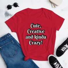 Cute, Creative and kinda Crazy! Ladies Tshirt by SnookAndCompany on Etsy Team Bride Bachelorette, Bachelorette Tees, Sassy Shirts, Canvas Boots, Heather Green, Team Bride, Heather Blue, Cute Tshirts, Casual Look