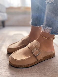 A stunning strap decorates the top of this mule to provide a sleek accent to your on-the-go ensemble. PU upper Man Made lining Cork footbed Man-made sole Fall Fashion Shoes, Suede Flats Shoes, Backless Loafers, Comfy Flats, T Strap Heels, Suede Slippers, Slides Shoes, Fall Shoes, Heeled Ankle Boots