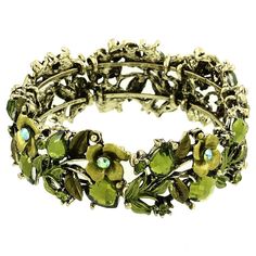 PRICES MAY VARY. Flower Bracelet Bangle Antique Gold / Green Crystal Beads, Rhinestones Crystals and Hand-Painted Bracelet Height Approximate: 1" Well Packed in Jewelry Box Falari Vintage Flower Bracelet Bangle Crystal Beads Hand-Painted / Height: 1" Desert Tones, Fantasy Flowers, Vintage Bangle Bracelets, The Bangles, Vintage Bangles, Cuff Jewelry, Crystal Bangle, Cuff Bangle Bracelet, Green Jewelry