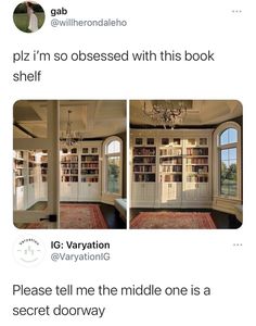 the room is filled with books and there are pictures of them