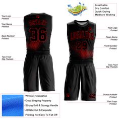 Represent your distinct look with this custom basketball jersey from our web. It boasts environmentally friendly sublimation digital printing technology and classic trims along with moisture-wicking technology for added comfort. Features: 1. Material: 100% Recycled Polyester 2. Jersey with sublimation printed name and numbers 3. Fit: Jerseys have an athletic cut. For a looser fit, we recommend ordering one size larger than you normally wear 4. Moisture-wicking fabric has spongy handle, good drap Black Sleeveless Top With Sublimation Print, Black Basketball Sublimation Design With Graphic Print, Black Sublimation Design With Team Name For Basketball, Black Breathable Basketball Jersey, Black Sleeveless Team Spirit Jersey, Black Sleeveless Jersey For Team Spirit, Black Breathable Sleeveless Jersey, Black Sleeveless Basketball Jersey, Black Sleeveless Breathable Jersey