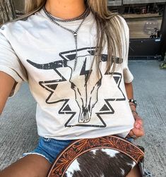 Gildan softstyle Sand Trending Tshirts Western, Aztec Shirts Women, Western Style T-shirt For Rodeo, Western Style Relaxed Fit T-shirt With Screen Print, Cheap Western Style T-shirt With Screen Print, Pearl Cuff, Outerwear Vest, Trendy Tee, How To Make Tshirts