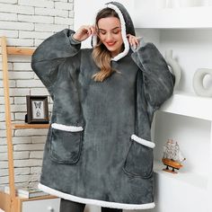 Fleece Giant Oversized Long Hooded Blanket with Sleeves   Composition: fabric facecloth + lining lambswoolShort size: length 88CM sleeve length 48CM chest 150 cm shoulder width 75 CM.120cm size: length 120CM, sleeve length 48CM, chest 150 cm, shoulder width 75 CMSize 150cm: Length 150CM Sleeve length 48CM Bust 160 cm Shoulder width 75 CM  OVERSIZE STANDARD Oversized Super Soft Winter Outerwear, Winter Hoodie With Relaxed Fit And Soft Texture, Comfy Winter Sleep Outerwear, Sherpa Hoodie With Pockets, Long Sleeve Sherpa Hoodie With Pockets, Oversized Fleece-lined Sweatshirt For Loungewear, Winter Oversized Super Soft Sweatshirt, Cozy Sherpa Hoodie With Long Sleeves, Long Sleeve Hoodie For Sleep In Winter