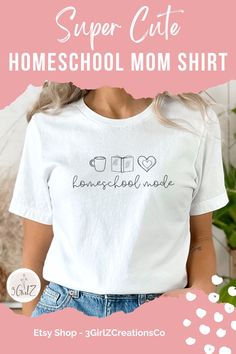 Cute homeschool mode shirt for Mom, Mom homeschooling shirt, or homeschool Mom shirt! This homeschooling tshirt, or first day of school gift for Mom, is a classic unisex jersey short sleeve tee that fits like a well-loved favorite. These homeschool Mama shirts are soft cotton with a quality, cute print. They have-ribbed knit collars to bolster shaping. Cute homeschooling Mom t-shirts for women that make gifts for Mom, or Mother's Day gifts! Homeschool Gifts, First Day Of School Gift, Homeschool Shirts, Mom T Shirts, Mom Tshirt, Mama Shirts, Mama Sweatshirt, School Gift, Mom Sweatshirt