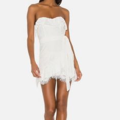 Size Small Nwt Sold Out Online White Strapless Feminine Mini Dress, White Mini Dress With Sweetheart Neckline For Daywear, White Strapless Mini Dress For Daywear, White Flirty Mini Dress For Daywear, Flirty White Mini Dress For Daywear, Leisure Dress, Yellow Mini Dress, Friends Dresses, Lace Shift Dress