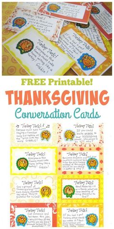 thanksgiving conversation cards with free printables for kids to help them learn how to write