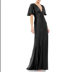 Condition: Never Worn, New With Tags Color: Black Size: 12 Fabric: Satin Mac Duggal Dress, Cap Sleeve Gown, Hit The Floor, Evening Dress Collection, Long Sleeve Evening Gowns, Sequin Formal Dress, Mac Duggal Dresses, Satin Evening Dresses, Trumpet Gown