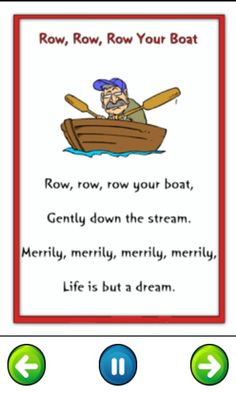 a card with an image of a man in a boat and the words row row row your boat